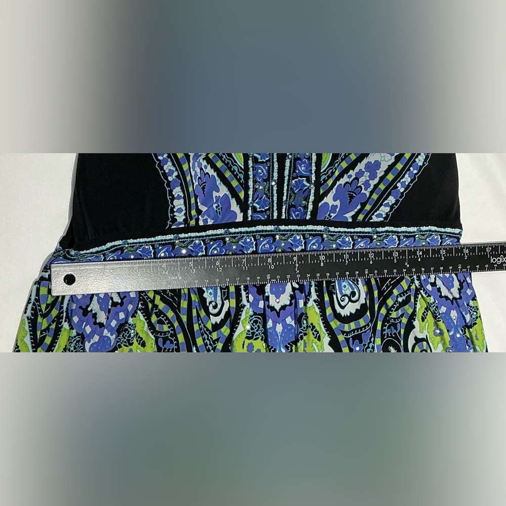 INC International Concepts Black Maxi Dress with Blue & Green Paisley Print - Picture 7 of 9